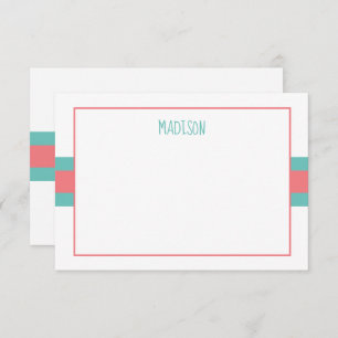 Any Colours Ribbon Stripes Personalised Note Cards