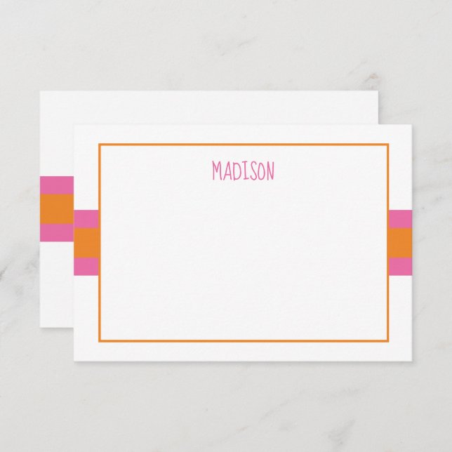 Any Colours Ribbon Stripes Personalised Note Cards (Front/Back)
