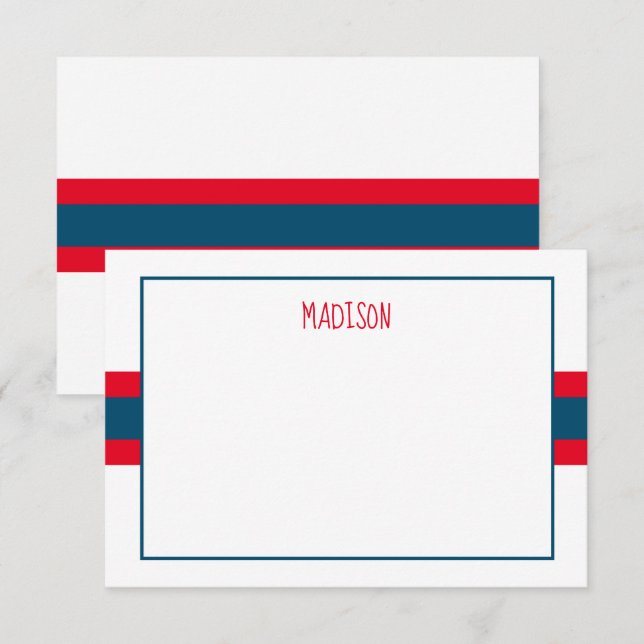 Any Colours Ribbon Stripes Personalised Note Cards (Front/Back)