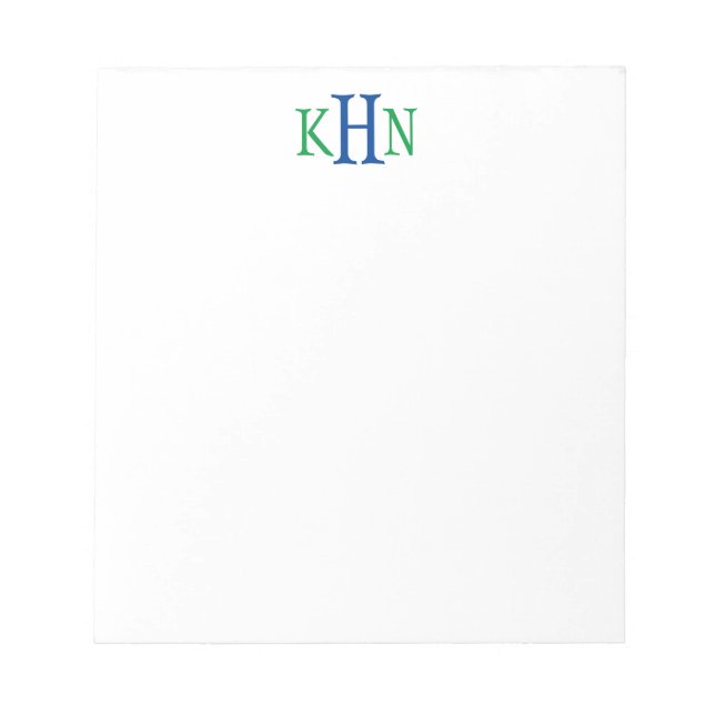 Any Colours - Simple Monogram Personalised Notepad (Front)