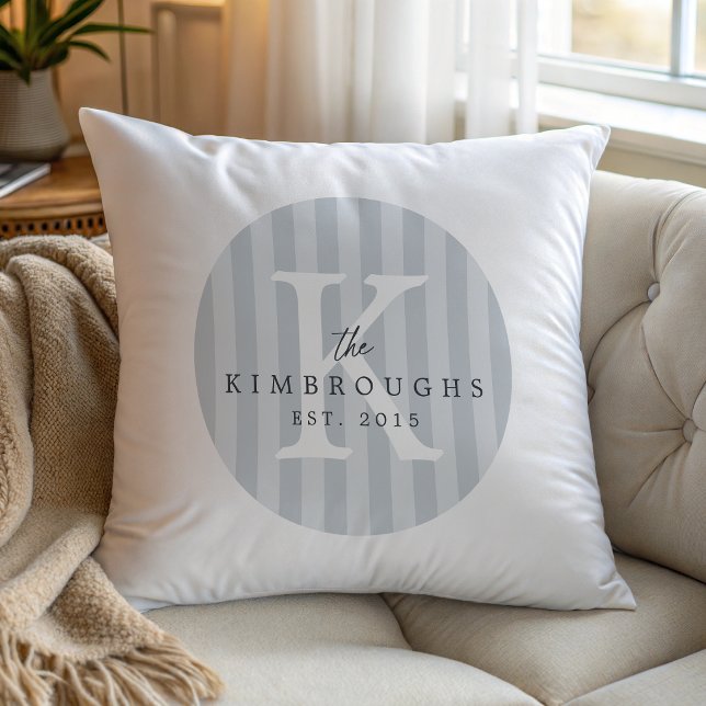 Any Colours Striped Circle Family Monogram Cushion (Creator Uploaded)