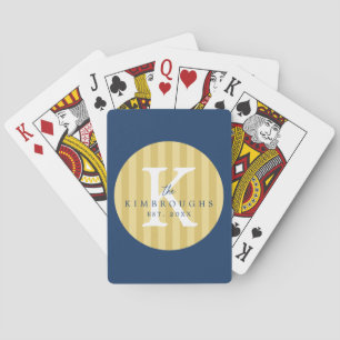 Any Colours Striped Circle Family Monogram Playing Cards