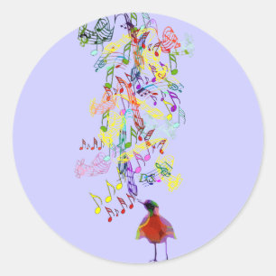Any Custom Background Colour Bird Singing Classic Round Sticker