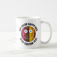 Any Custom Colour Background Text Happy Face (WHT)