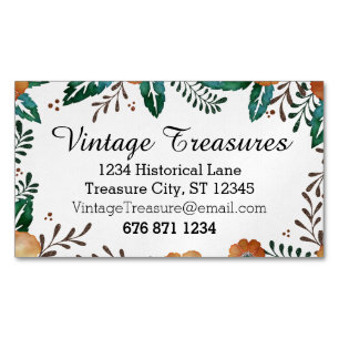Any Custom Colour Floral Pattern Magnetic Business Card