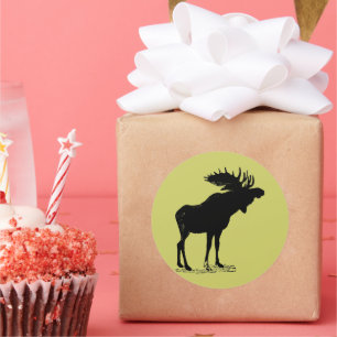 Any Custom Colour Moose Silhouette Classic Round Sticker