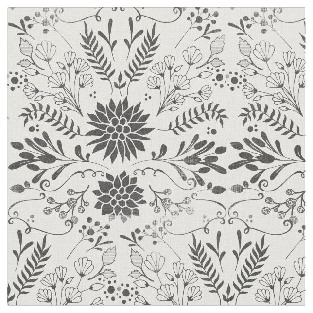 Any Custom Colour Rustic Floral Pattern Fabric (Close Up)