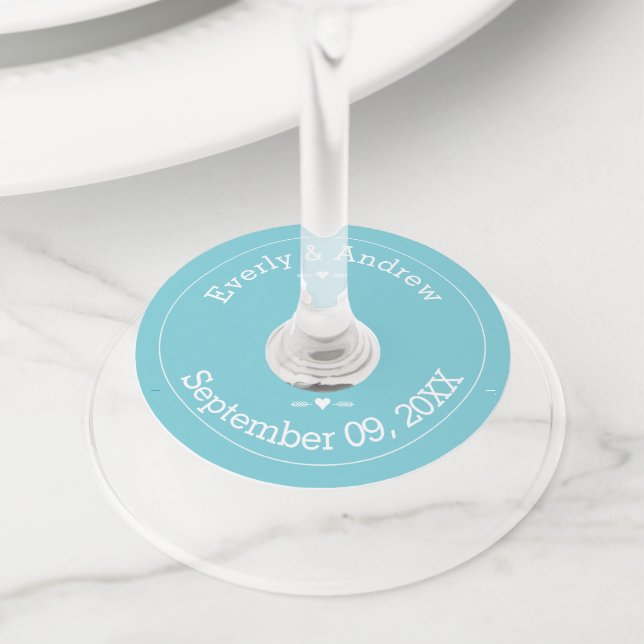 Any Custom Colour Wedding Wine Glass Tag (Close Up)