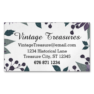 Any Custom Colour Woodsy Boho Floral Pattern Magnetic Business Card