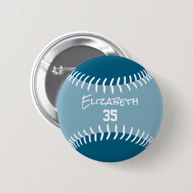 ANY custom colours softball baseball 6 Cm Round Badge (Front & Back)