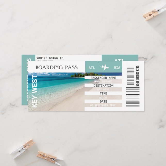 ANY destination aeroplane boarding pass weekend  Invitation (Front/Back In Situ)