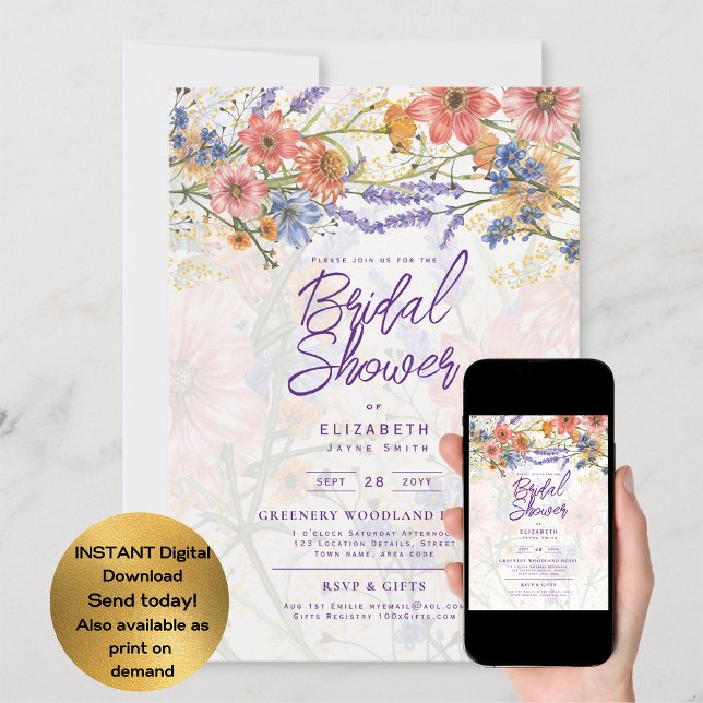 ANY EVENT Boho Wildflowers Garden Party  Invitation (Creator Uploaded)