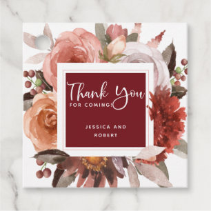 Any Event,Burgundy and Blush Floral Thank You Favour Tags