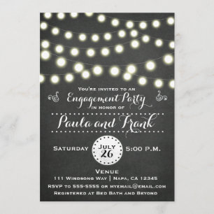 Any Event Chalkboard String Lights Engagement Card
