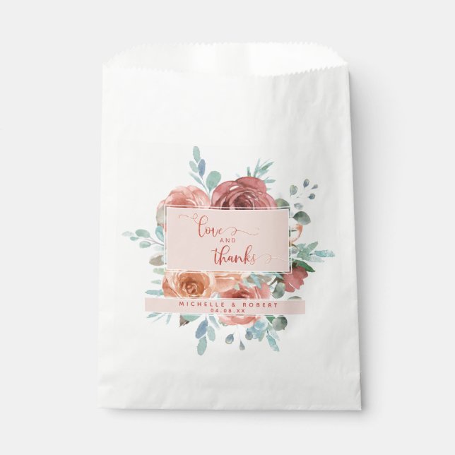 Any Event, Ethereal Floral, Rose Gold Favour Bags (Front)