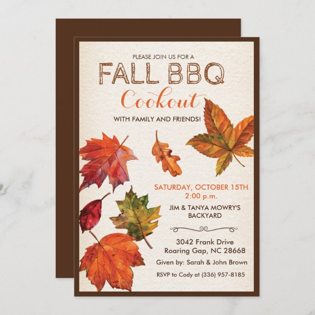 ANY EVENT - Fall Autumn Leaves Invitation (Front/Back)