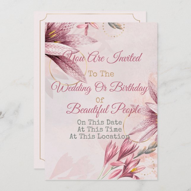 Any Event Floral Invitation (Front/Back)