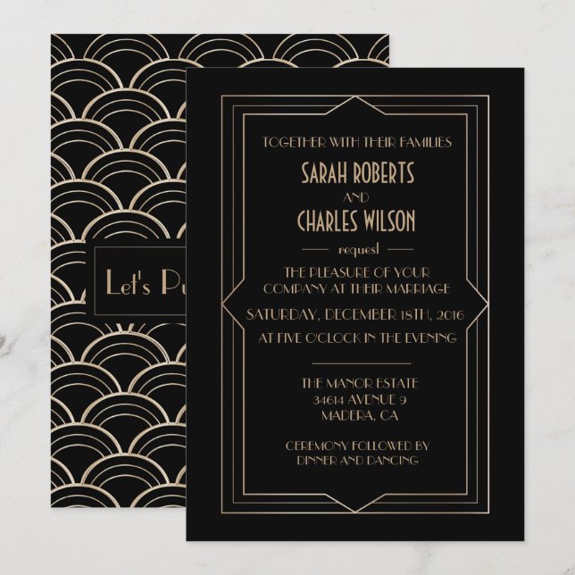 ANY EVENT - Great Gatsby Art Deco Invitation (Front/Back)