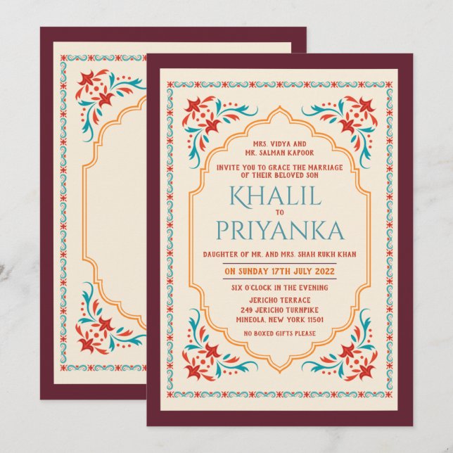 ANY EVENT - Indian Wedding Bridal Invitation (Front/Back)