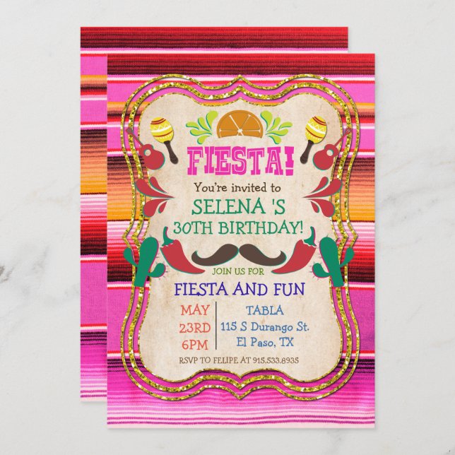 ANY EVENT - Mexican Fiesta Party Invitation (Front/Back)