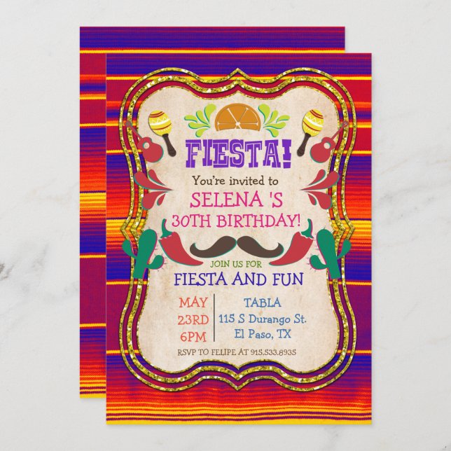 ANY EVENT - Mexican Fiesta Party Invitation (Front/Back)