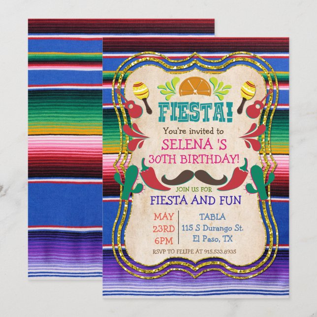 ANY EVENT - Mexican Fiesta Party Invitation (Front/Back)