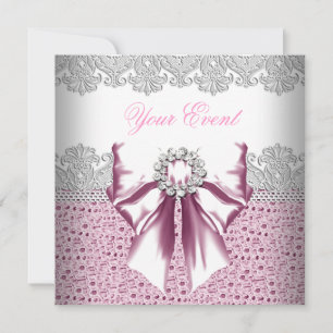 Any Event Pink Diamonds Lace Pink Party Invitation