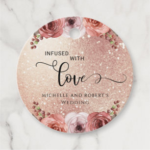 Any event Rose Gold Blush Floral Infused with Love Favour Tags