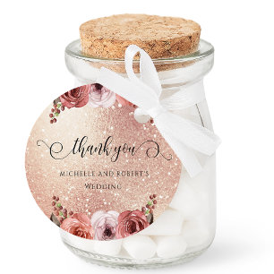 Any event, Rose Gold Blush Floral Thank You Favour Tags