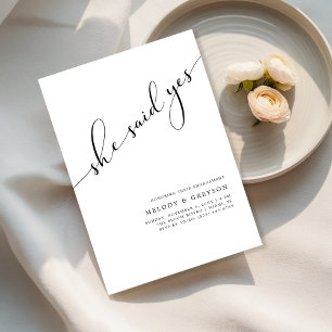 Any Event   She Said Yes Simple Engagement Party Invitation