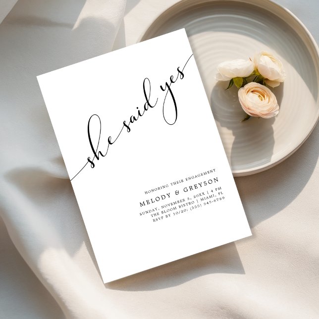 Any Event | She Said Yes Simple Engagement Party Invitation (Creator Uploaded)