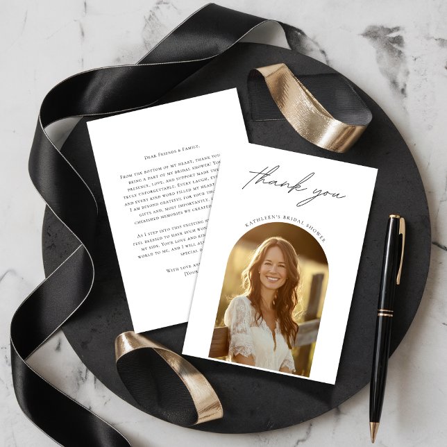 Any Event Simple Arch Photo Bridal Shower Thank You Card (Creator Uploaded)