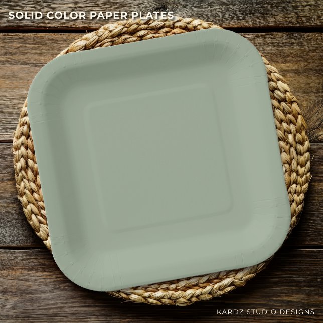 Any Event Solid Sage Green Paper Plate (The plate is shown in a 9-inch squared shape, 7 inch and Round shape also available. )