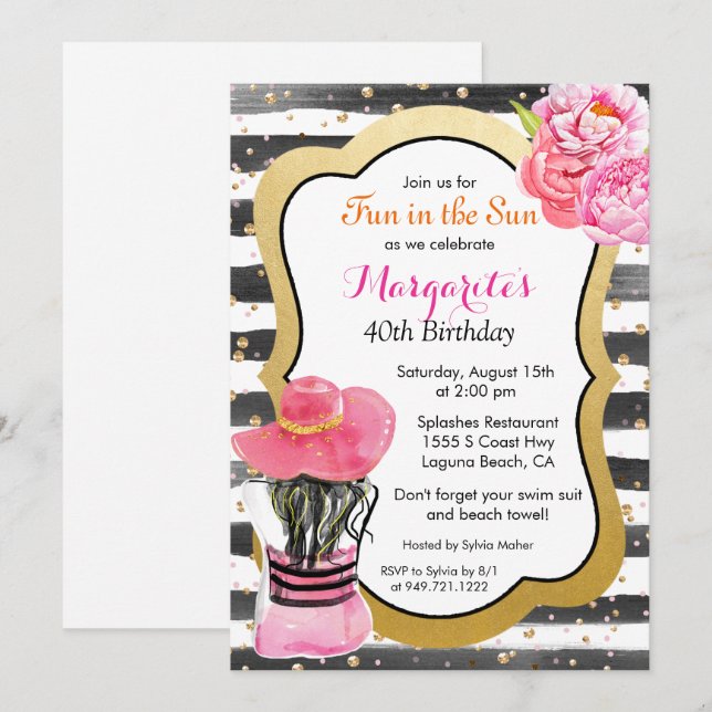 ANY EVENT - Watercolor Stripe Beach Invitation (Front/Back)