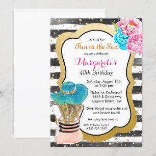 ANY EVENT - Watercolor Stripe Floral Invitation
