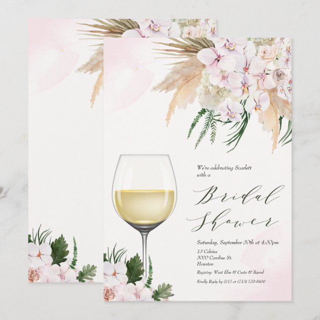 ANY EVENT - Wine Glass Floral Invitation (Front/Back)