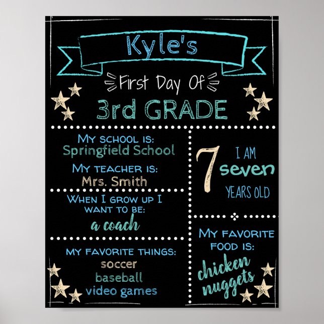ANY GRADE Personalised First Day of School Sign (Front)