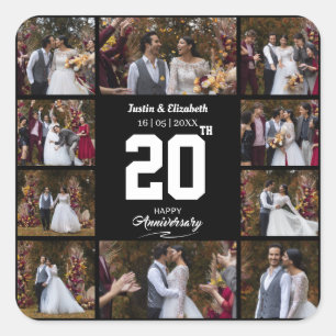 Any Happy Anniversary 10 Photo Collage Square Sticker