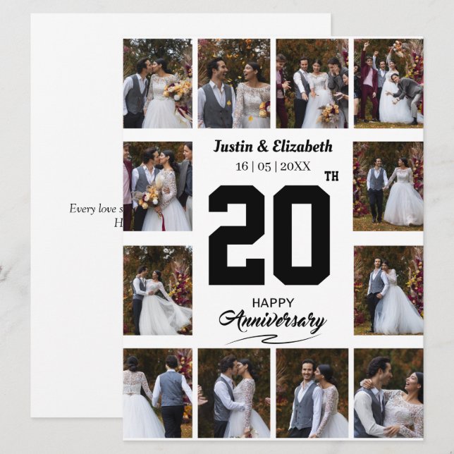 Any Happy Anniversary 12 Photo Collage Card (Front/Back)