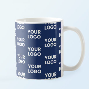 Any Image or Business Logo Editable Dark Navy Blue Coffee Mug