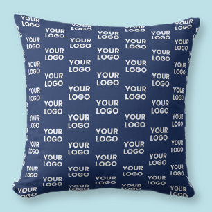 Any Image or Business Logo Editable Dark Navy Blue Cushion