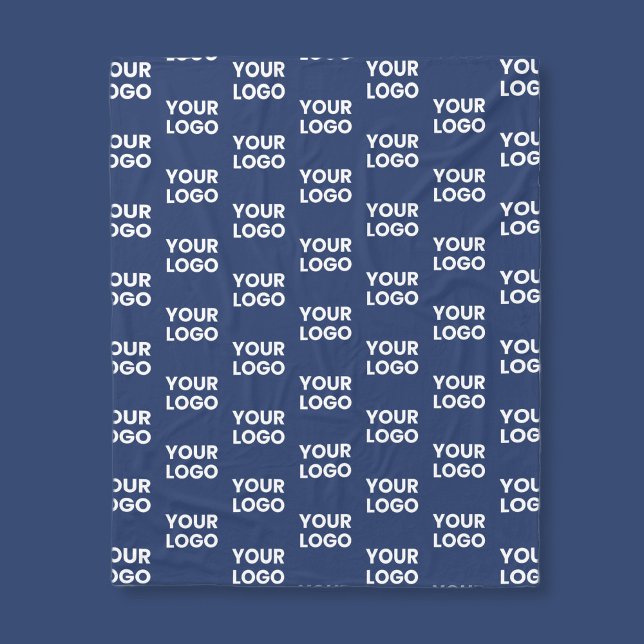 Any Image or Business Logo Editable Dark Navy Blue Fleece Blanket (Creator Uploaded)