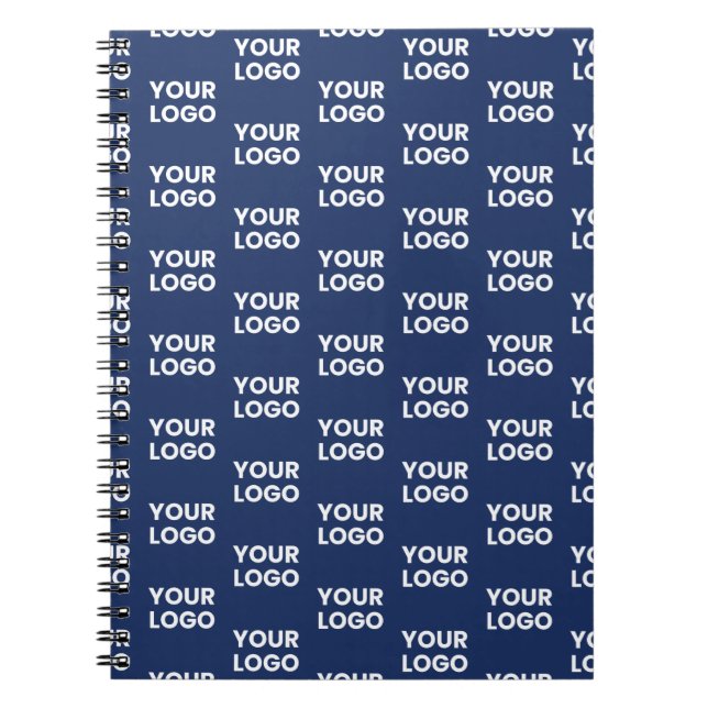 Any Image or Business Logo Editable Dark Navy Blue Notebook (Front)