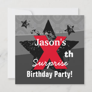 Any KIDS Year Surprise Birthday Charcoal Grunge CX Invitation