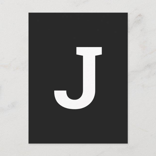 Any Letter Black | Modern Stylish Alphabet Initial Postcard (Front)