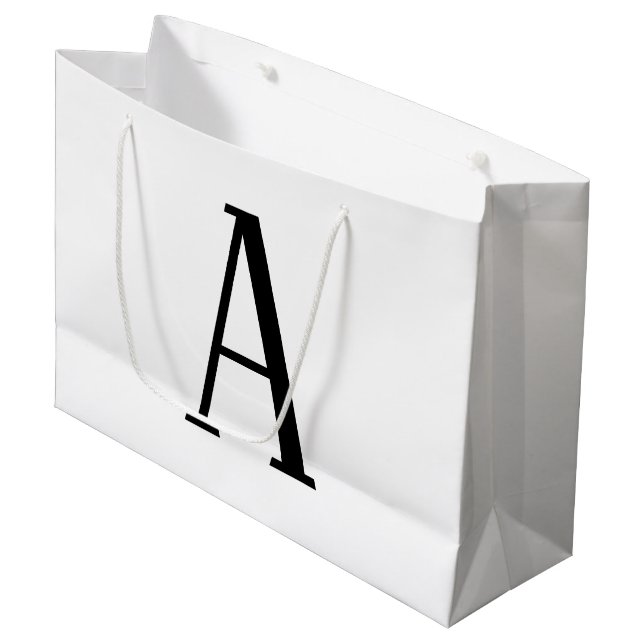 Any Letter | Black & White or DIY Colours  Large Gift Bag (Front Angled)