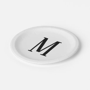 Any Letter Black & White or DIY Colours Paper Plate