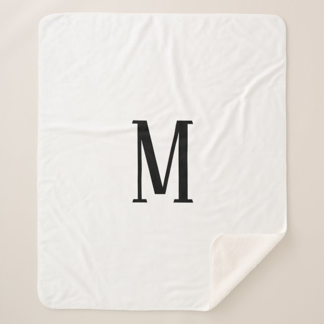 Any Letter | Black & White or DIY Colours  Sherpa Blanket (Front)
