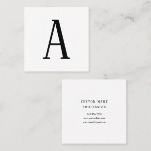 Any Letter   Black & White or DIY Colours  Square Business Card