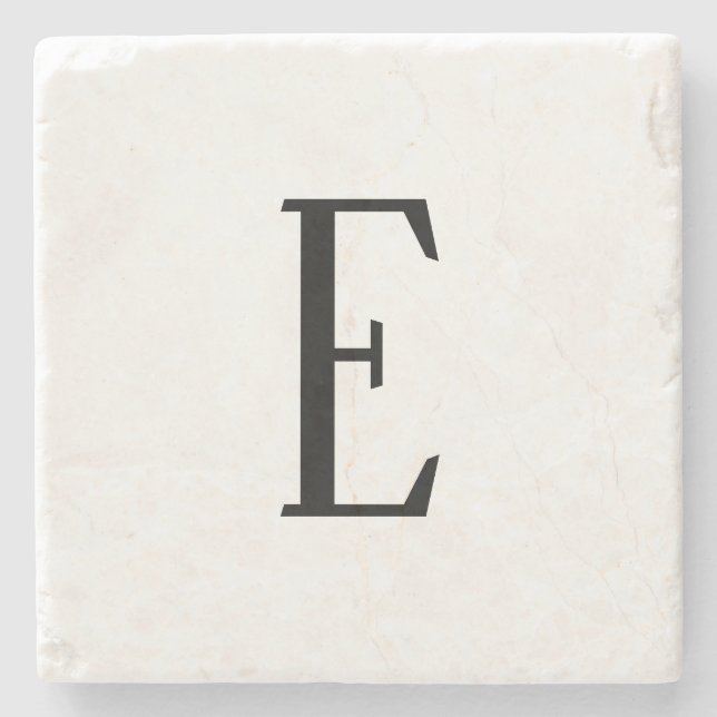 Any Letter | Black & White or DIY Colours  Stone Coaster (Front)